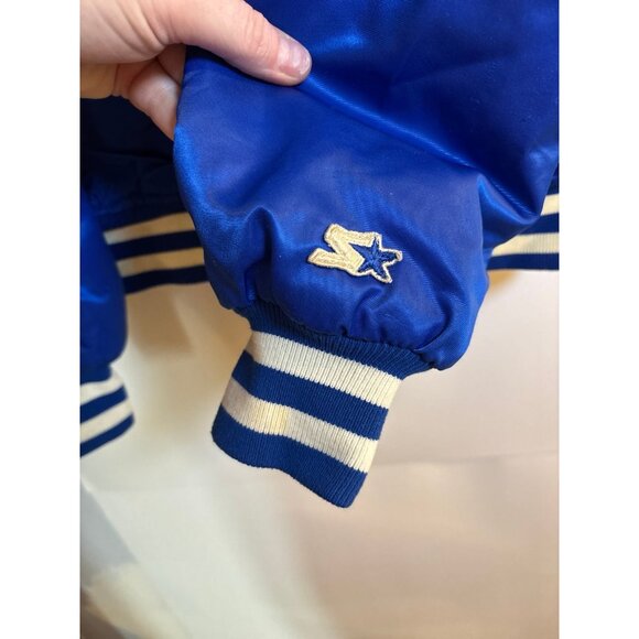 Vintage‎ (80s/90s) STARTER Blue Satin Jacket (Large) Made in USA - Picture 4 of 11